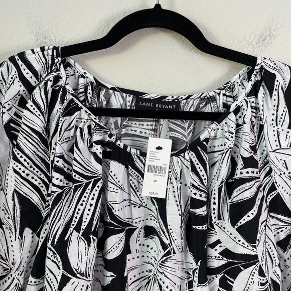 NEW $59 Lane Bryant Womens Plus 20 Floral Short Bubble Sleeve Top Shirt Blouse - Picture 2 of 9